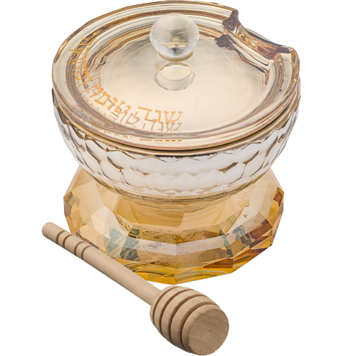 [UK41503] Ornate gold-colored crystal honey dish 7 cm