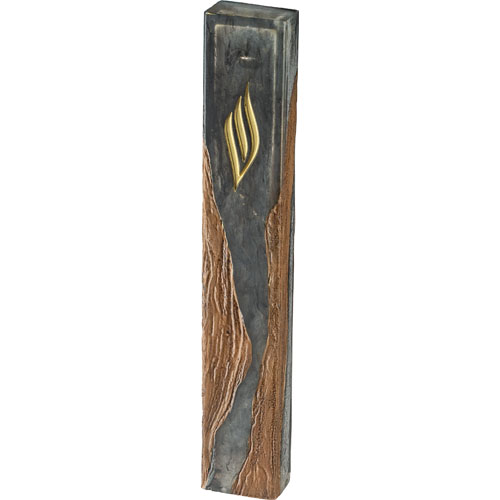 [UK20033] Polymer wood mezuzah with epoxy black-gray finish 15 cm